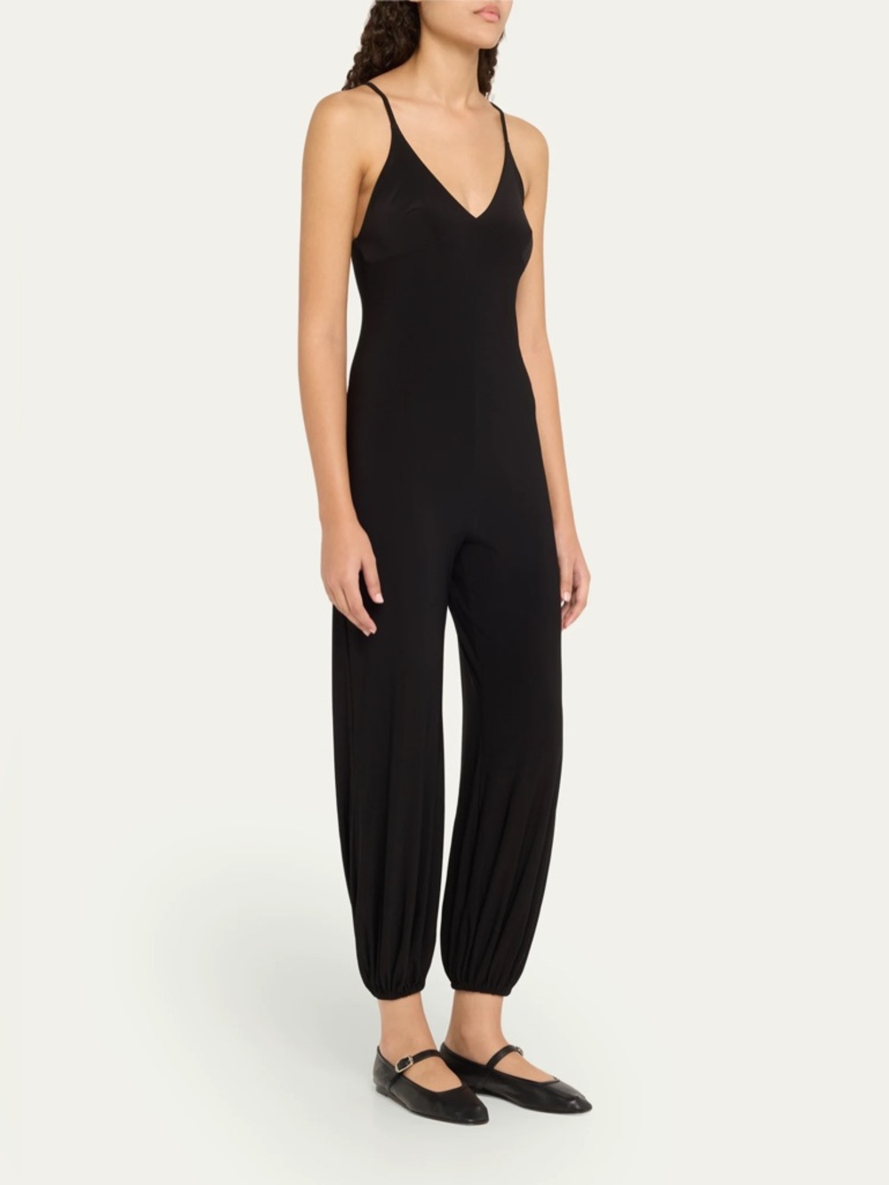 NORMA KAMALI V-Neck Sleeveless Jogger Jumpsuit